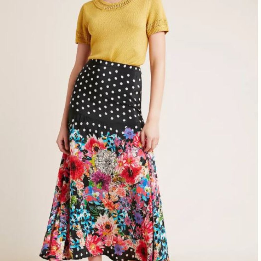 Tolani Katie Polka Dot Floral Maxi Skirt